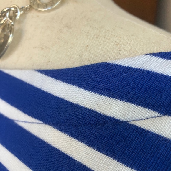 Ralph Lauren Royal Blue and White Cropped Striped Mariner T  size Large - Picture 4 of 6